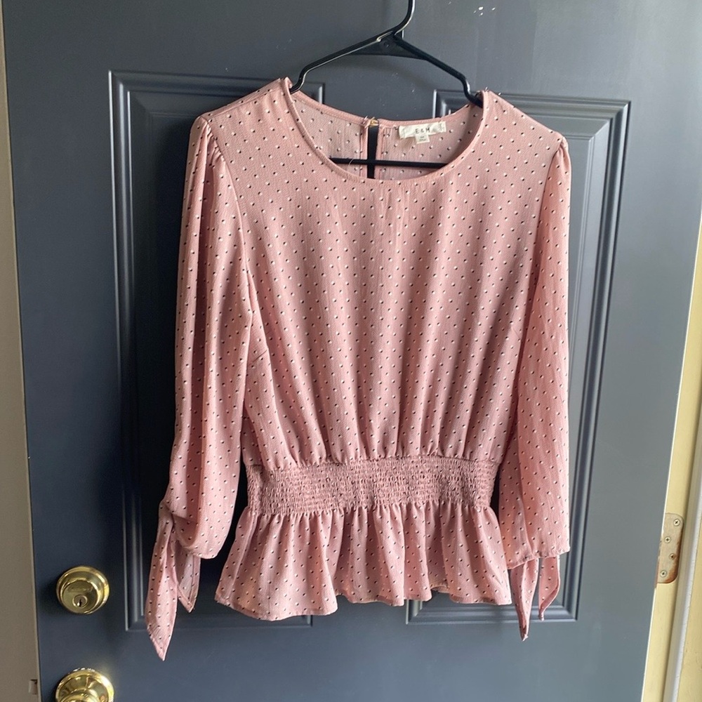 Pink Smocked Waist Blouse